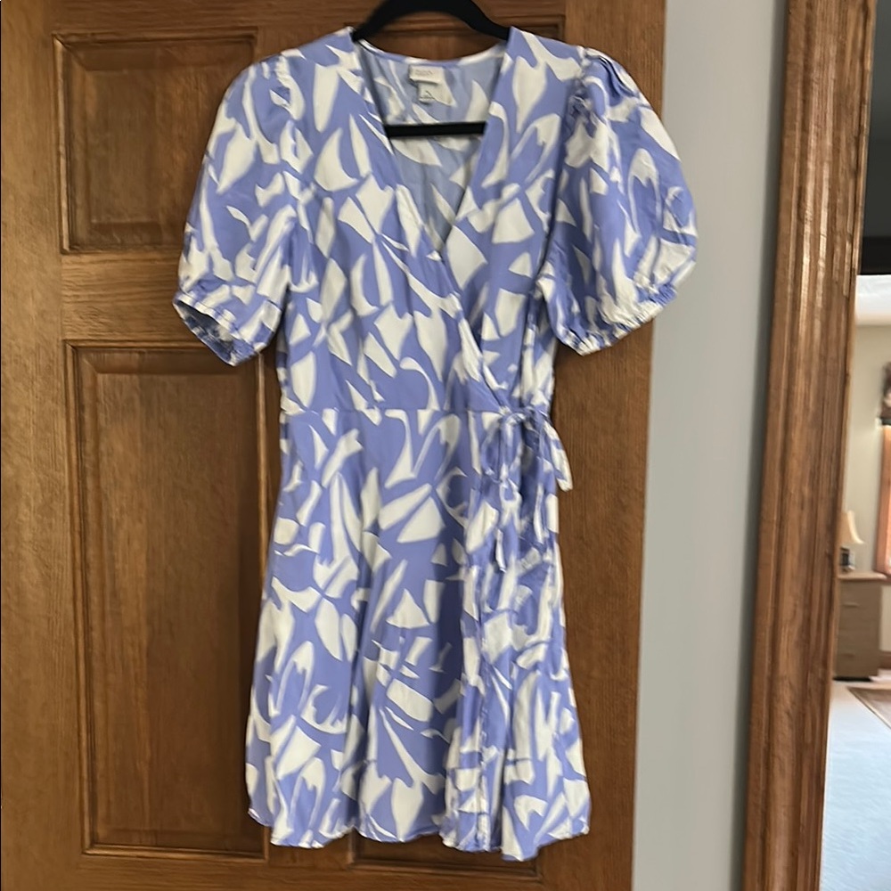 Blue and White Wrap Dress